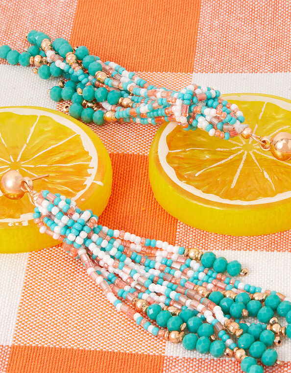 Long Beaded Tassle Earrings , , large
