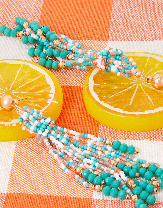Long Beaded Tassle Earrings , , large