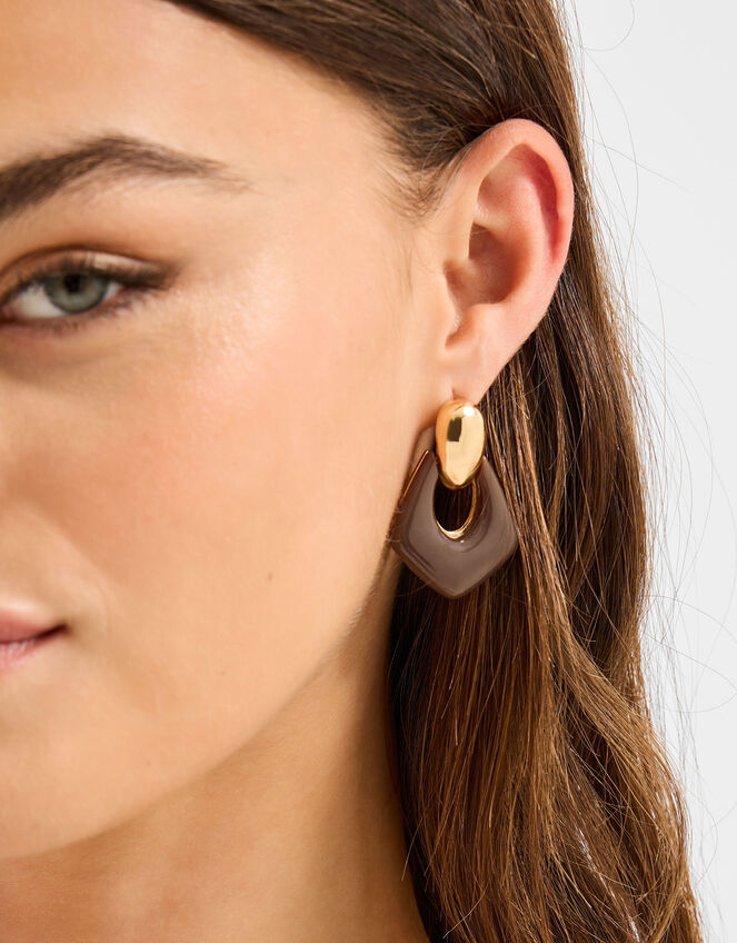 Resin Doorknocker Earrings, , large