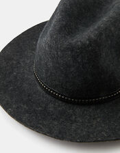 Chain Trim Fedora in Pure Wool, Black (BLACK), large