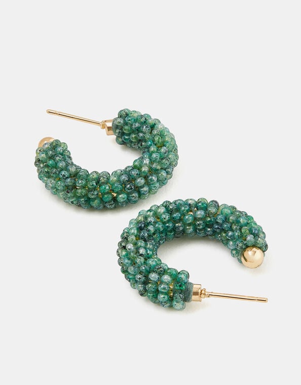 Facet Bead Hoop Earrings, , large