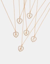 Girls Initial Charm Heart Pendant Necklace, Gold (GOLD), large