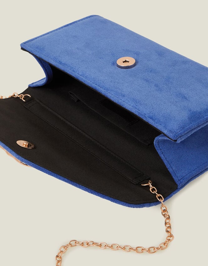 Suedette Box Clutch Bag, Blue (COBALT), large