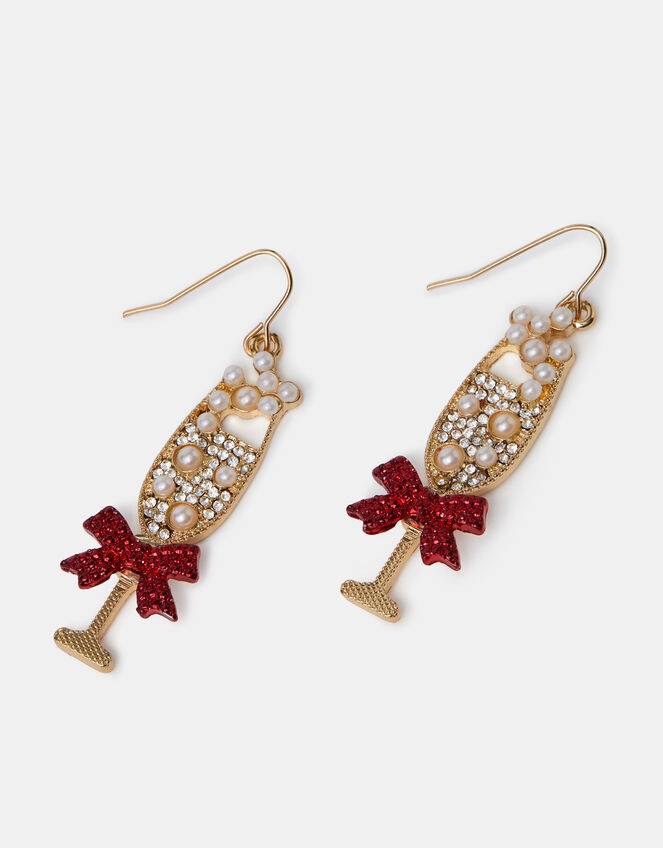 Christmas Prosecco Drop Earrings, , large