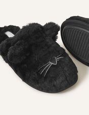 Cat Mule Slippers, Black (BLACK), large