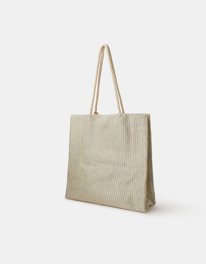 Woven Metallic Shopper Bag, , large