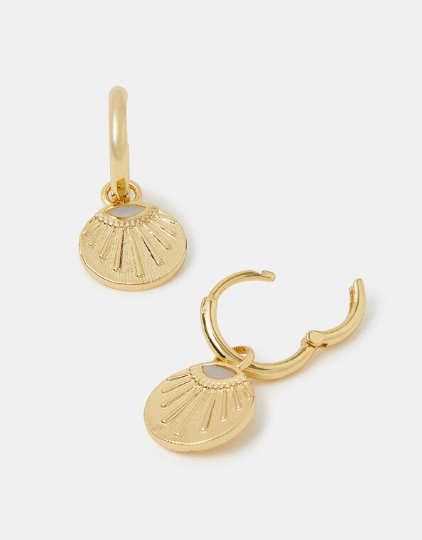 14ct Gold-Plated Sun Drop Huggie Hoop Earrings, , large