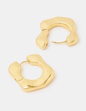 14ct Gold-Plated Molten Square Hoop Earrings, , large
