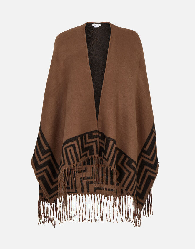 Geometric Wrap Poncho, , large