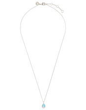 Platinum-Plated Sparkle Pear Pendant Necklace, , large