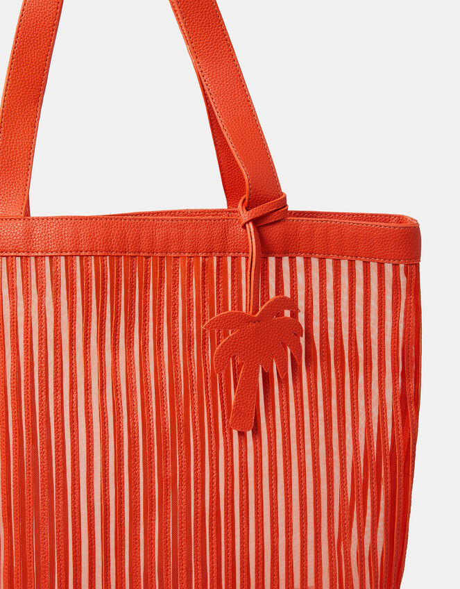 Mesh Stripe Shopper Bag, , large