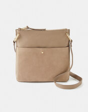 Alessie Leather Zip Messenger Bag, , large