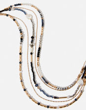 Mixed Beads Long Layered Necklace, , large