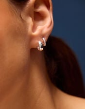 3-Pack Sterling Silver-Plated Mini Hoop Earrings, , large