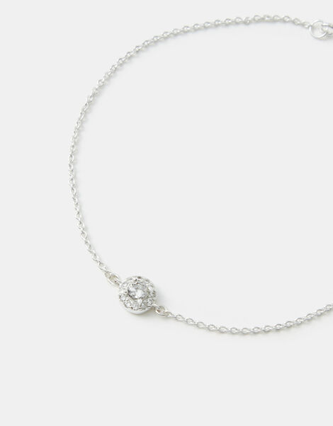 Sterling Silver Halo Stone Bracelet, , large