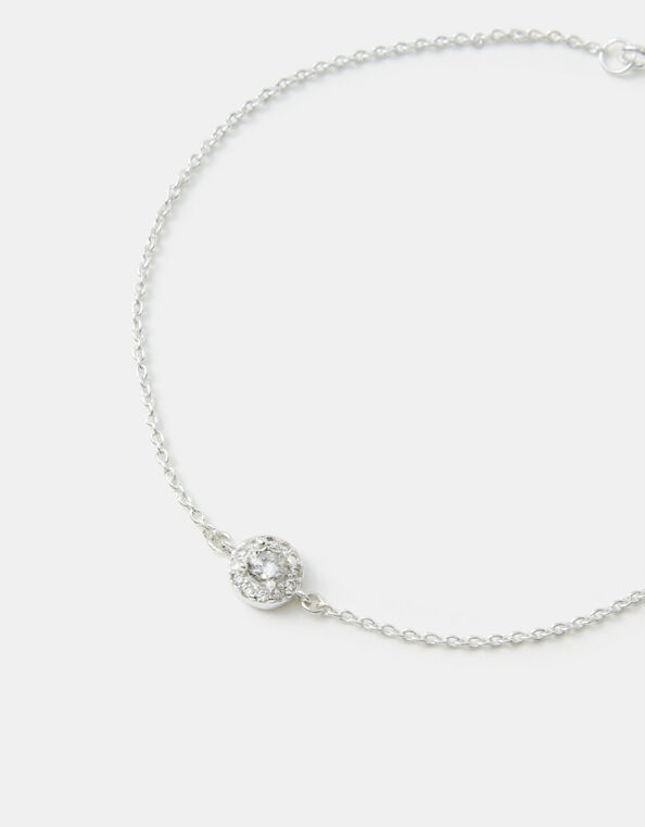 Sterling Silver Halo Stone Bracelet, , large