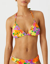 Pop Floral Print Ruffle Triangle Bikini Top, Multi (BRIGHTS-MULTI), large