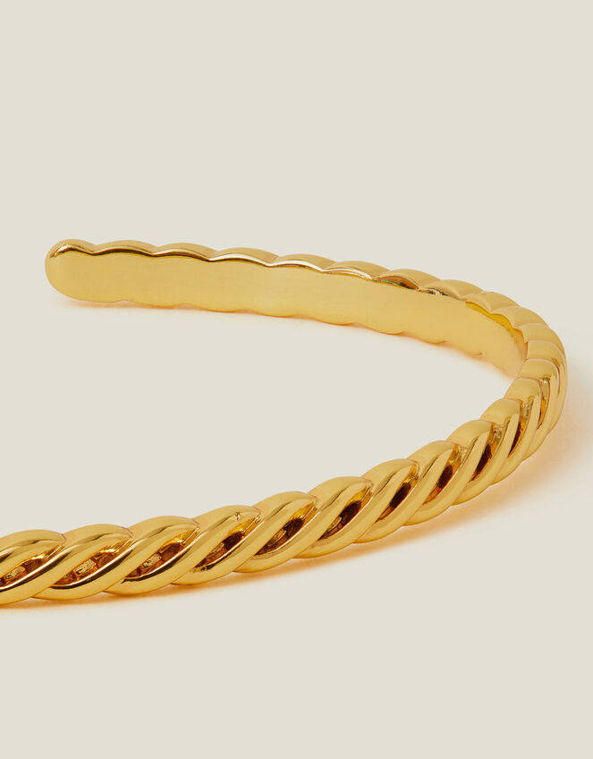 14ct Gold-Plated Twisted Bangle Cuff, , large