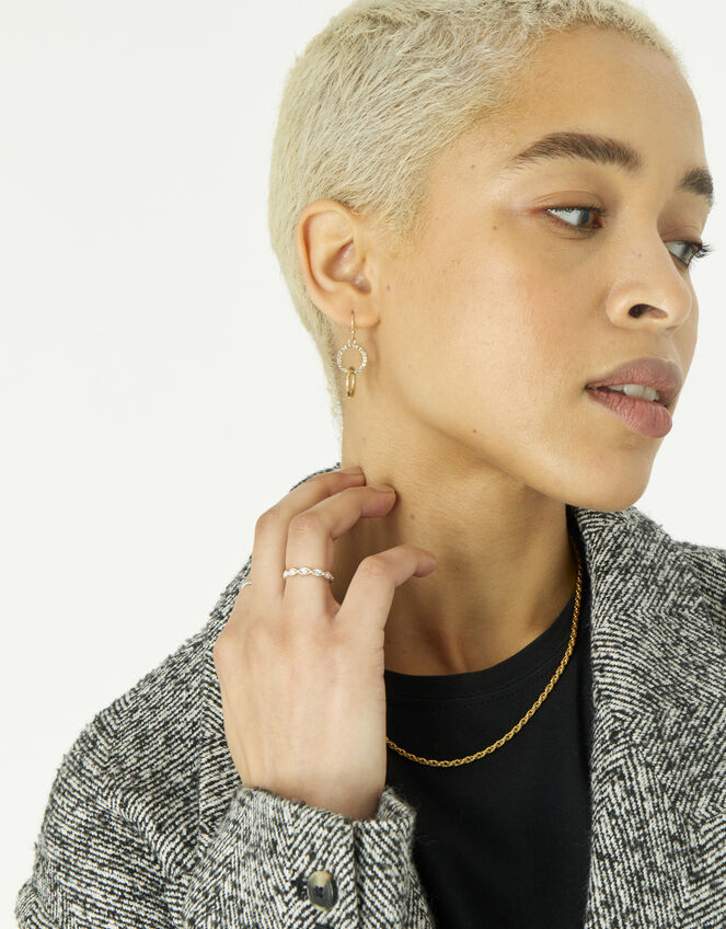 Linked Circle Short Drop Earrings, Gold (GOLD), large