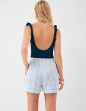 Stripe Cotton Shorts, Blue (BLUE), large
