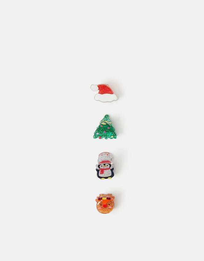 4-Pack Girls Christmas Glitter Claw Clips, , large