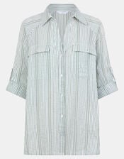 Stripe Cotton Shirt, Green (GREEN), large