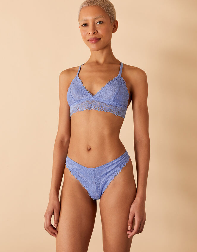 Lace Racerback Bralet, Blue (BLUE), large