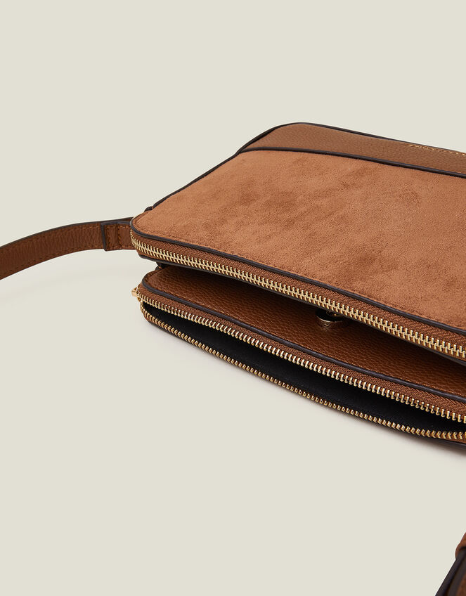 Faux Suede Crossbody Bag, Tan (TAN), large