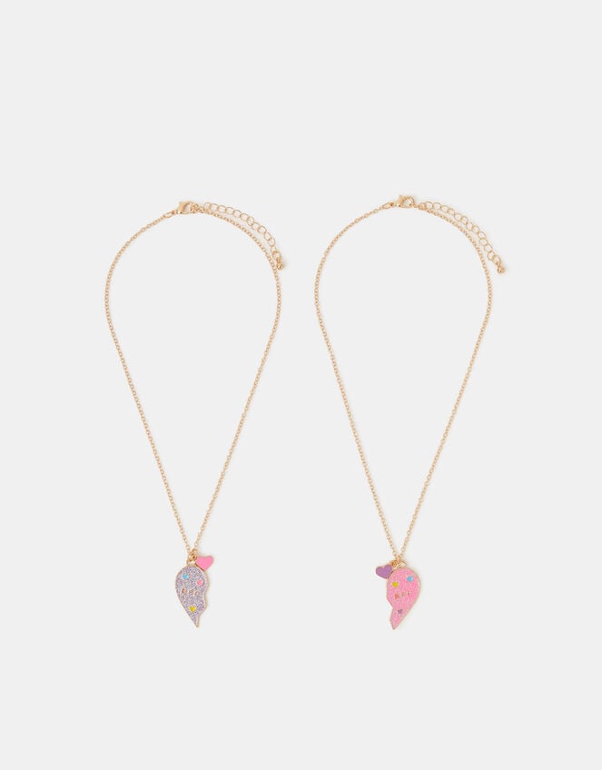 2-Pack Girls BFF Heart Friendship Necklaces, , large