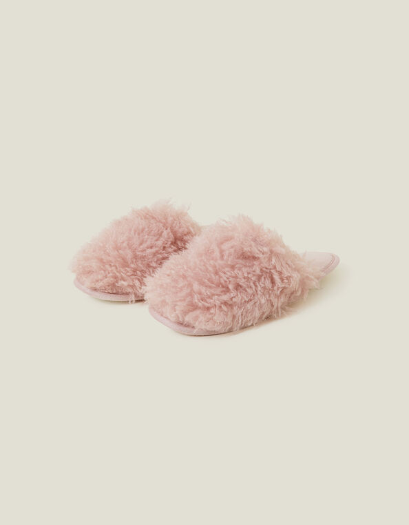 Faux Fur Mule Slippers, Pink (PINK), large