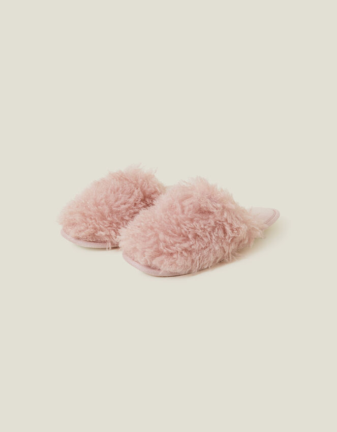 Faux Fur Mule Slippers, Pink (PINK), large