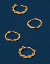 2-Pack 14ct Gold-Plated Twisted Hoop Earrings, , large