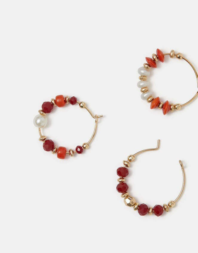 3-Pack Beaded Hoop Earrings, , large