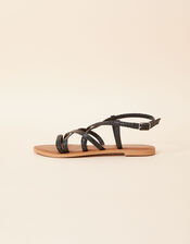 Plaited Strappy Sandals, Black (BLACK), large