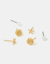 3-Pack Shell Stud Earrings, , large