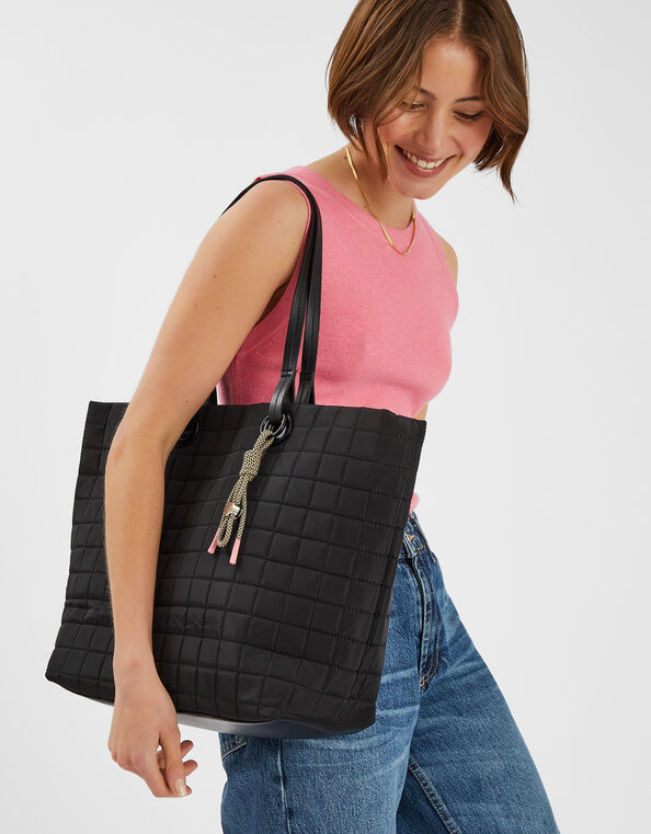 Quilted Nylon Tote Bag, , large