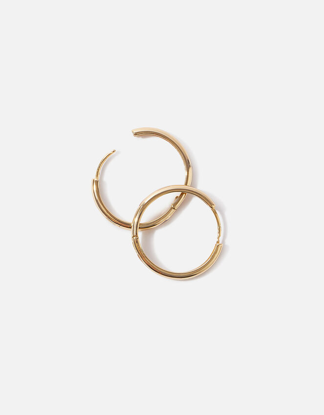 Gold-Plated Chunky Plain Hoop Earrings, , large