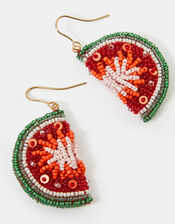 Beaded Watermelon Drop Earrings, , large