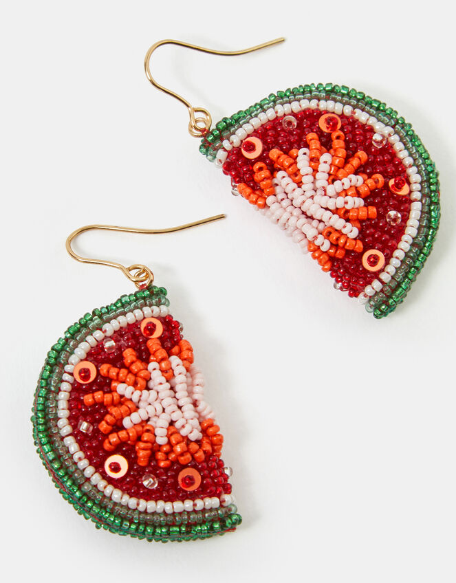 Beaded Watermelon Drop Earrings, , large