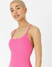 Crinkle Cross Strap Swimsuit, Pink (PINK), large