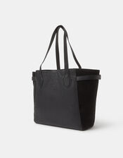 Suede Contrast Shopper Bag, , large