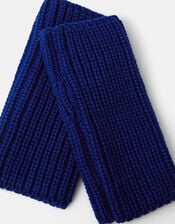 Chunky Knit Wrist Warmers, Blue (BLUE), large