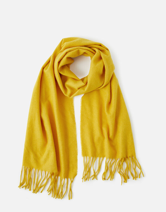 Plain Tassel Scarf, Yellow (YELLOW), large