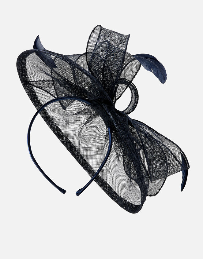 Mimsy Sin Bow Band Fascinator , Blue (NAVY), large