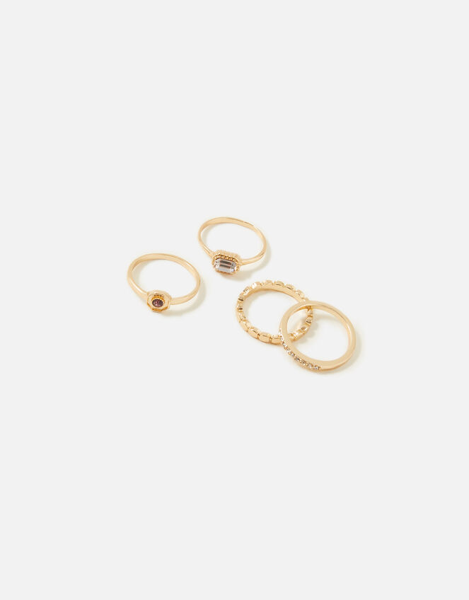 Pastel Pop Vintage Inspired Rings 4 Pack, White (CRYSTAL), large