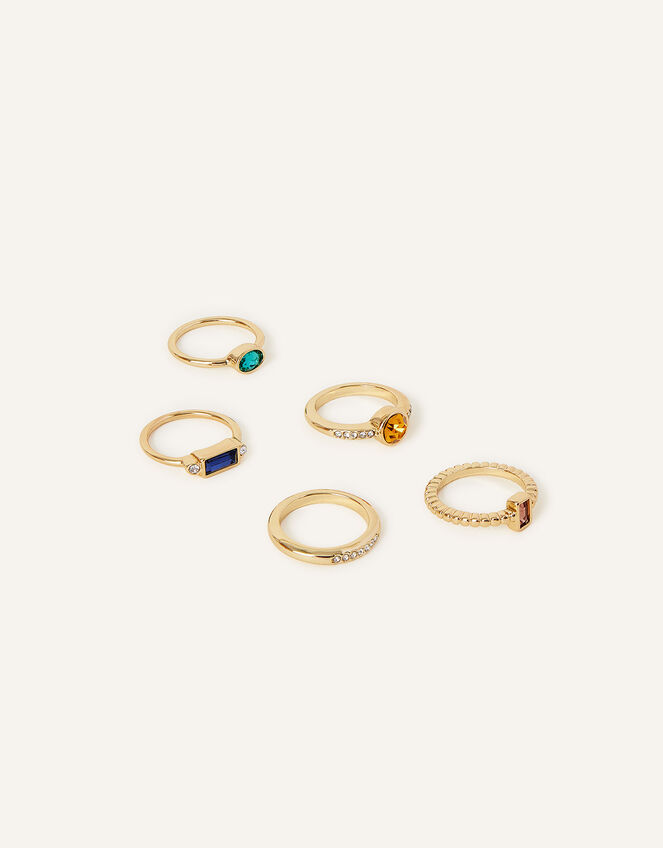 Sparkle Gem Rings 5 Pack, Multi (DARKS-MULTI), large