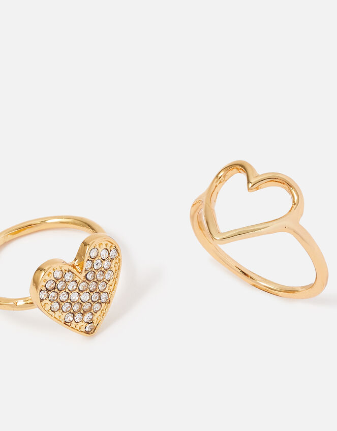 New Decadence Crystal Heart Ring Twinset , Gold (GOLD), large