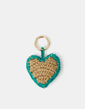 Woven Raffia Heart Bag Charm, , large