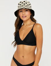 Basic Ribbed Triangle Bikini Top, Black (BLACK), large