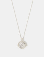 Sterling Silver-Plated Coin Spinner Pendant Necklace, , large